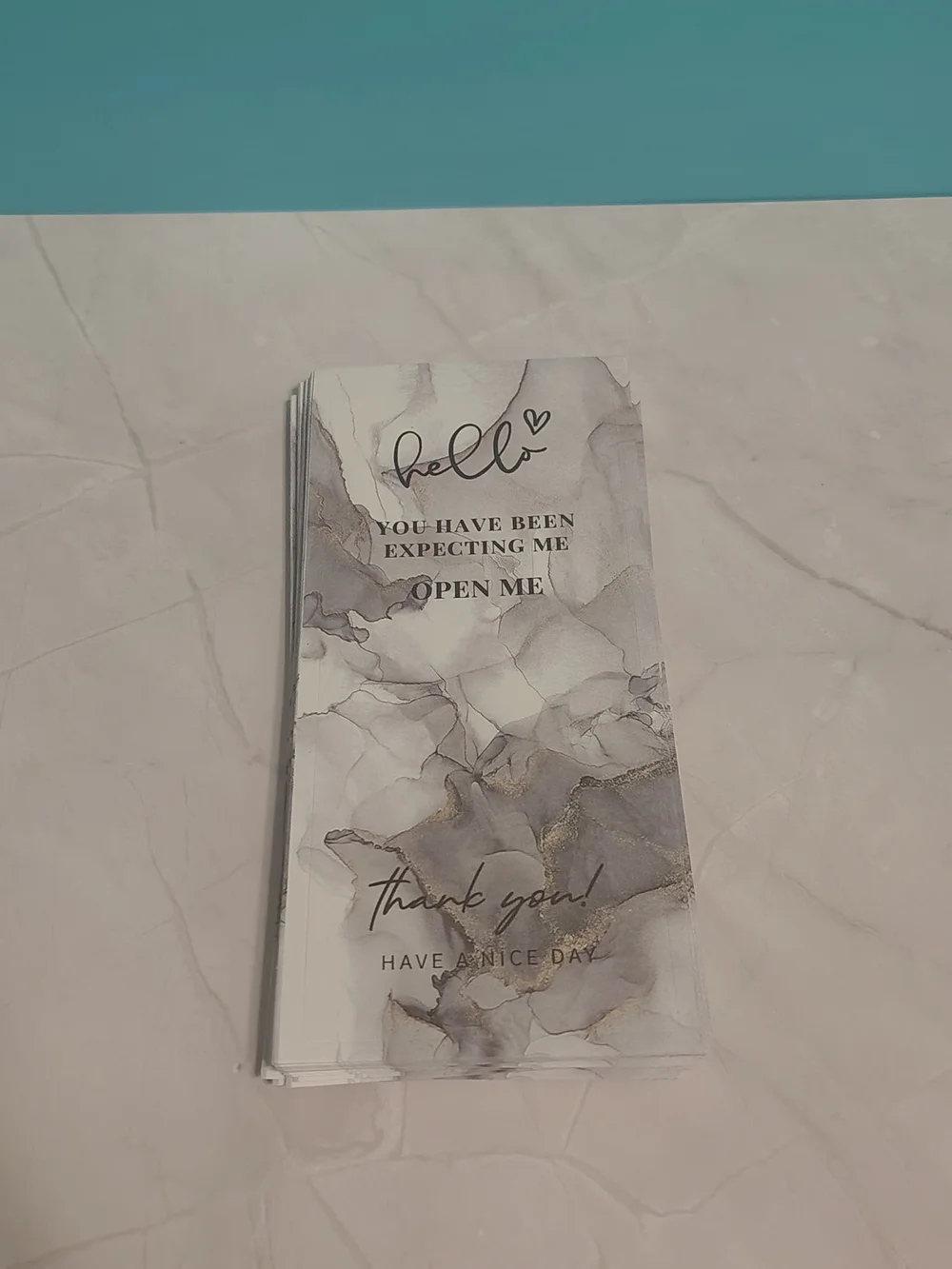 50 Elegant Marble Package Sealing Stickers - Gray and Gold